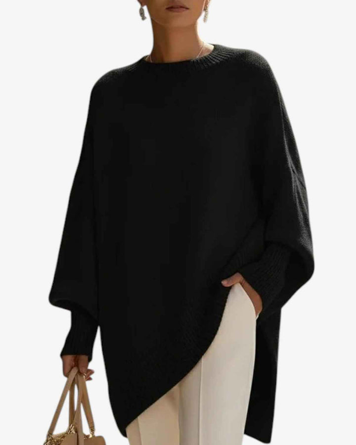 Women's Relaxed Cashmere Blend Knit Sweater Black