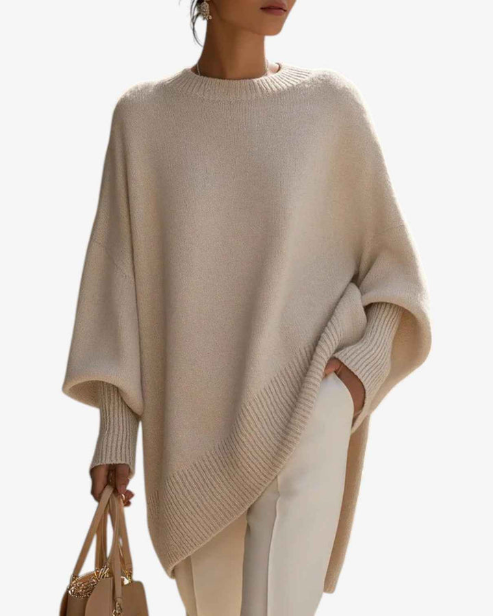 Women's Relaxed Cashmere Blend Knit Sweater Apricot
