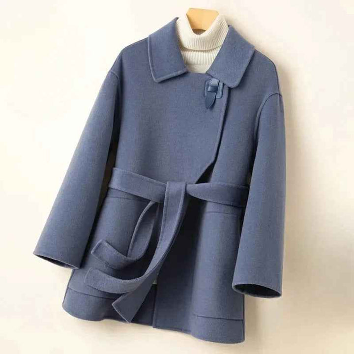 Women's Relaxed Fit Belted Wrap Coat Haze Blue