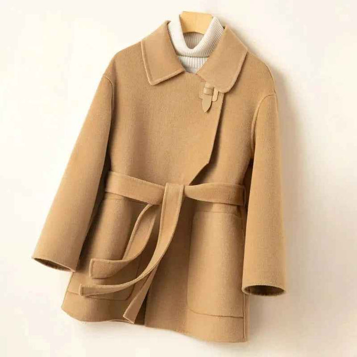 Women's Relaxed Fit Belted Wrap Coat Camel