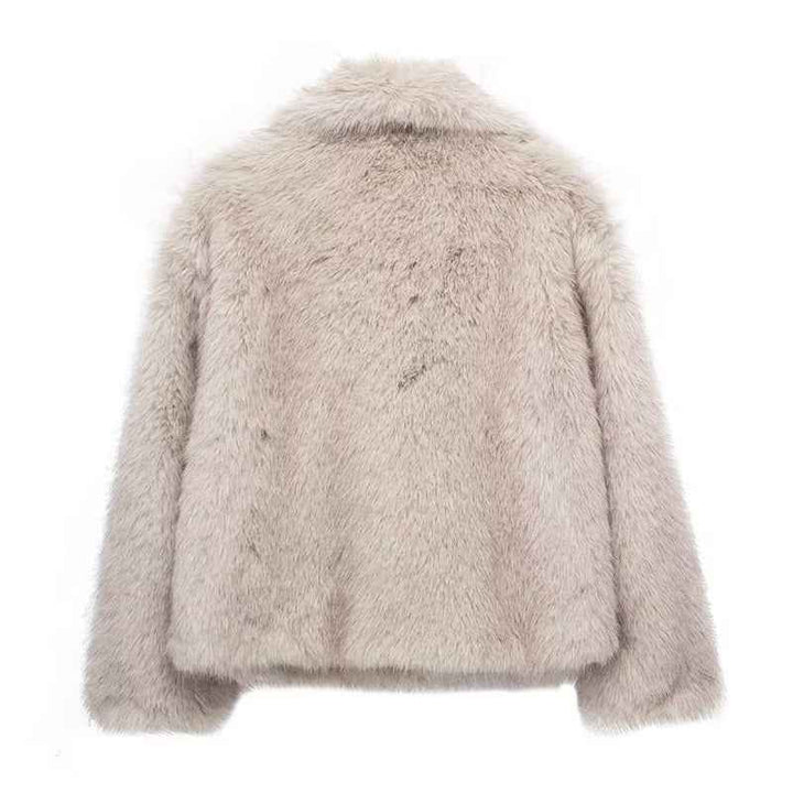 Women's Relaxed Fit Coat with Fur Trim Oversized Collar