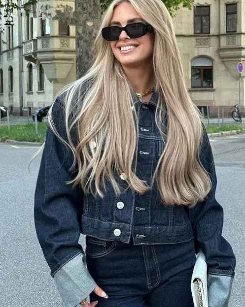 Women's Relaxed Fit Denim Set – Trucker Jacket & High Waist Wide Leg Jeans