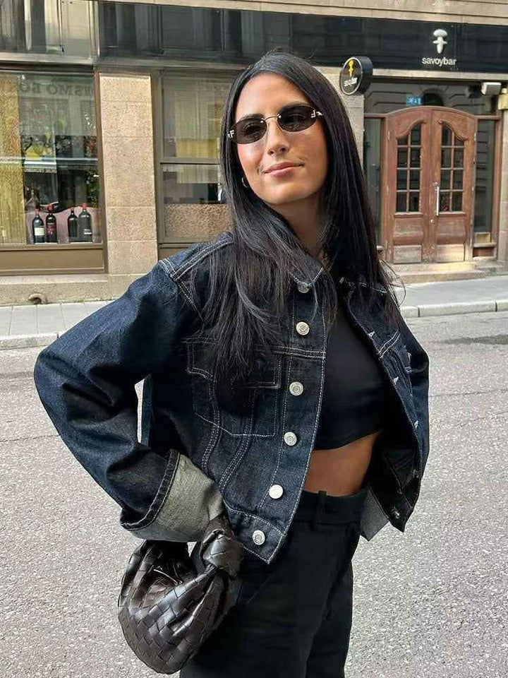 Women's Relaxed Fit Denim Set – Trucker Jacket & High Waist Wide Leg Jeans