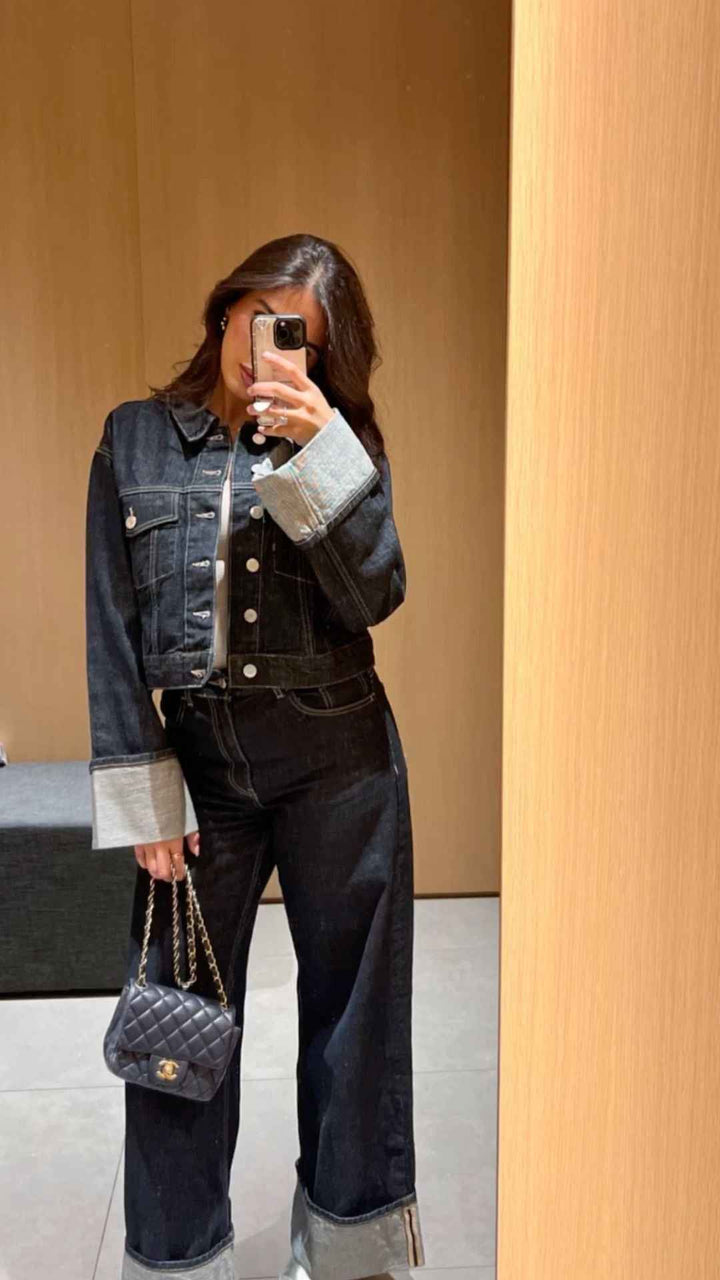 Women's Relaxed Fit Denim Set – Trucker Jacket & High Waist Wide Leg Jeans