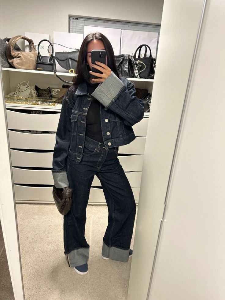 Women's Relaxed Fit Denim Set – Trucker Jacket & High Waist Wide Leg Jeans