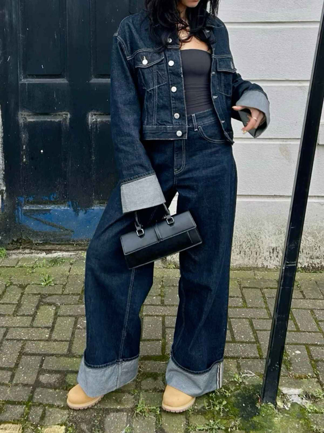 Women's Relaxed Fit Denim Set – Trucker Jacket & High Waist Wide Leg Jeans