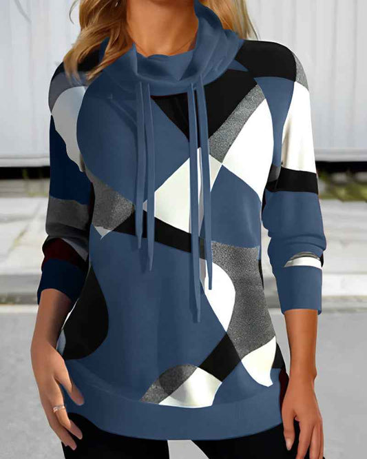 Women's Knit Relaxed Fit Long Sleeve Solid Red Winter Hoodie Blue
