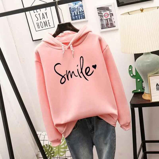 Women's Cotton Blend Relaxed Fit Long Sleeve Hoodie Winter Pink