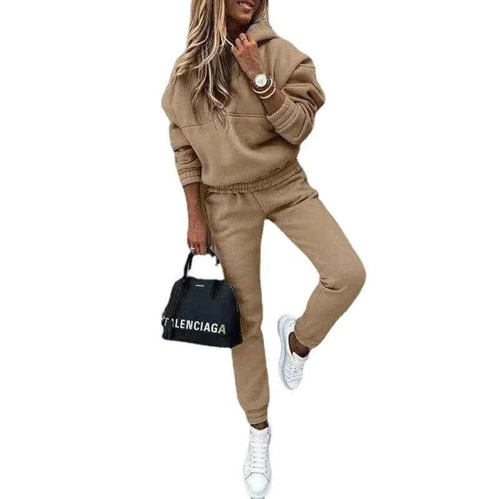 Women's Relaxed Fit Loungewear Set – Sweater and Jogging Pants with Elastic Waist