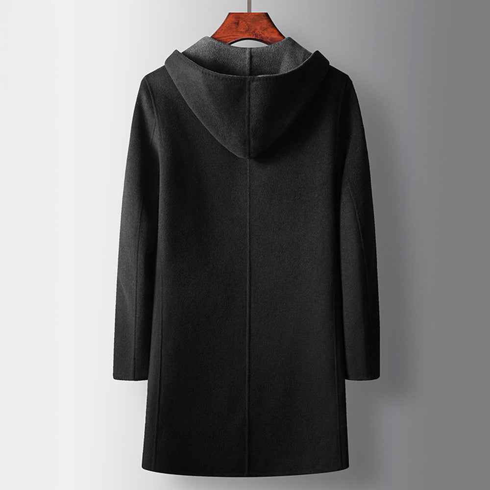 Women's Reversible Hooded Coat with Button Front and Patch Pockets