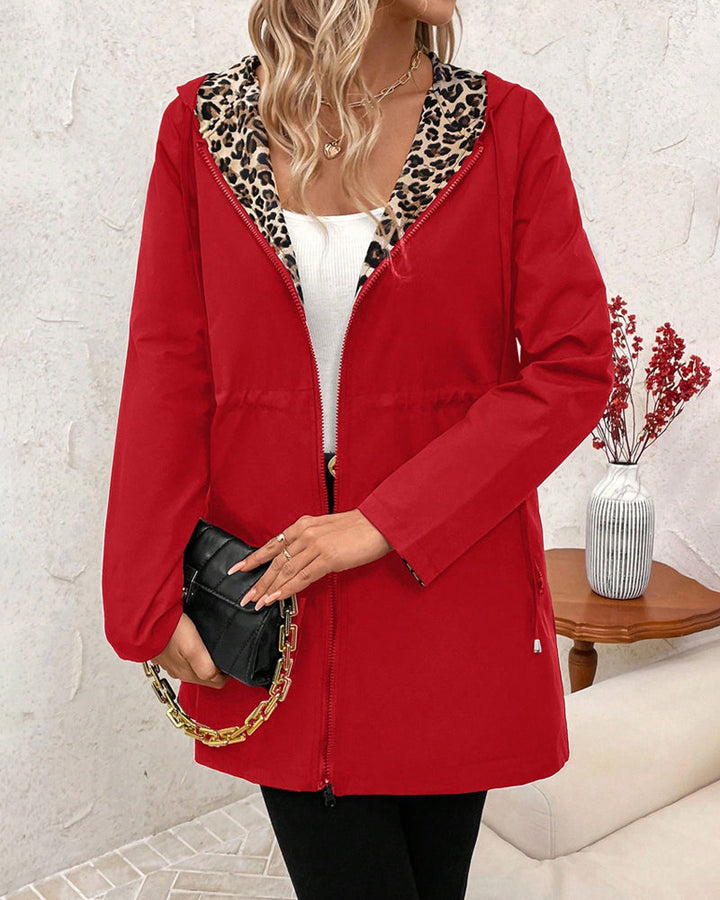 Women's Reversible Leopard Print Hooded Jacket