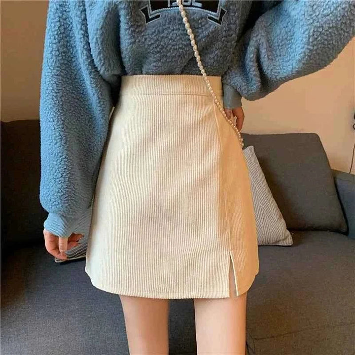 Women's Ribbed Corduroy Skirt Apricot