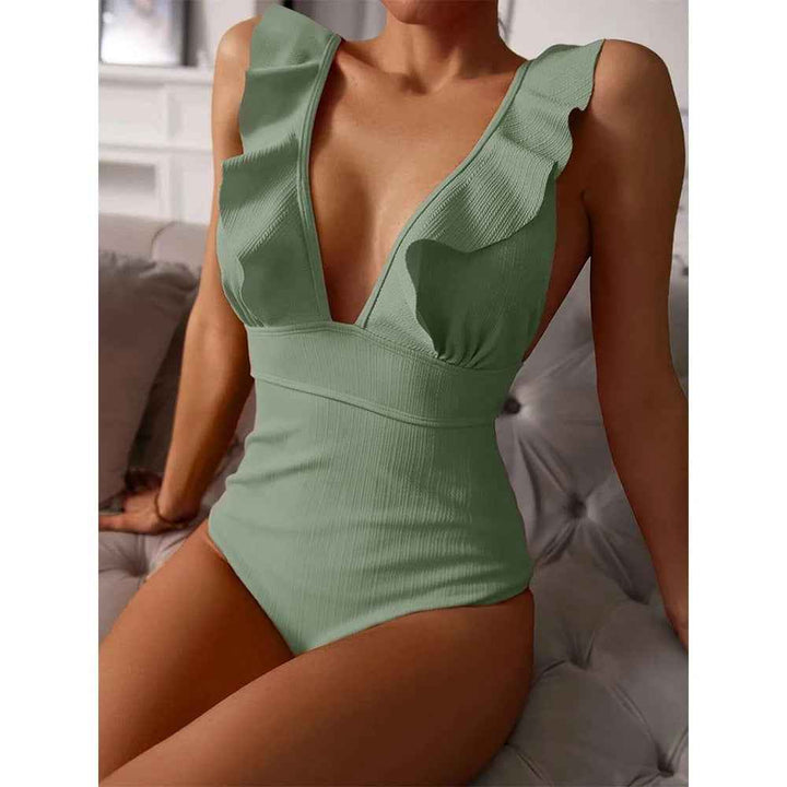 Women's Ribbed V-Neck Swimsuit