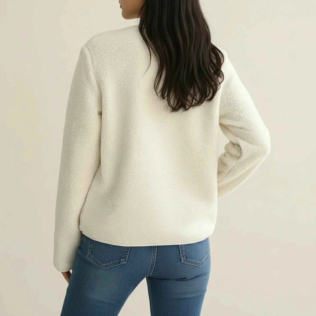 Women's Relaxed Fit Long Sleeve Button Pocket Acrylic Cardigan
