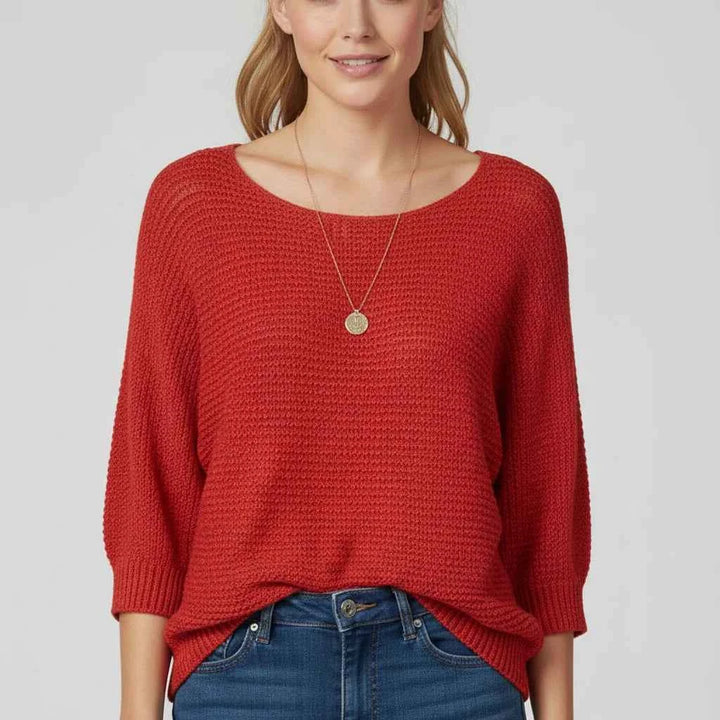 Women's Scoop Neck Sweater Red