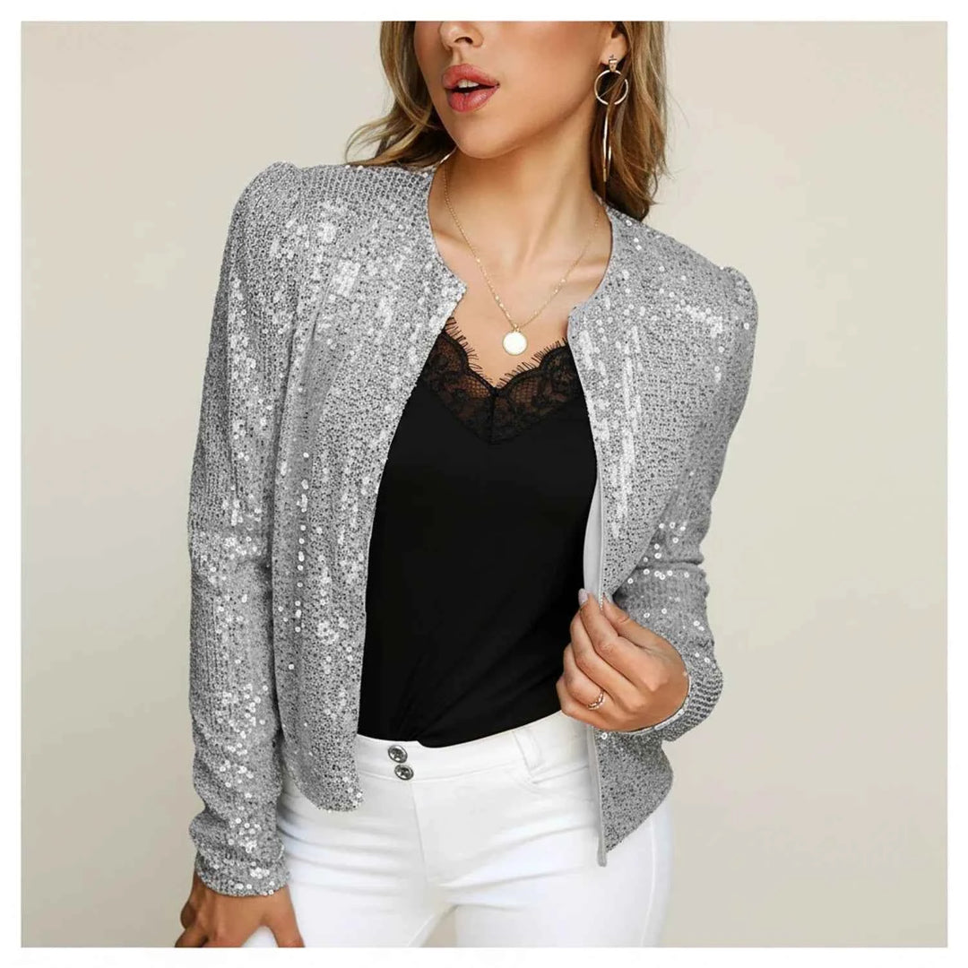 Women's Sequin Evening Jacket Silver