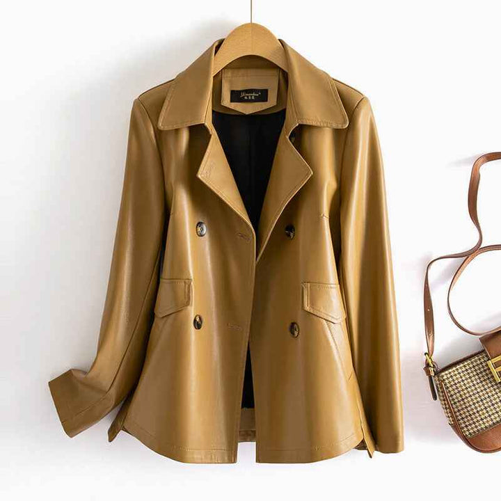 Women's Sheepskin Leather Jacket Camel