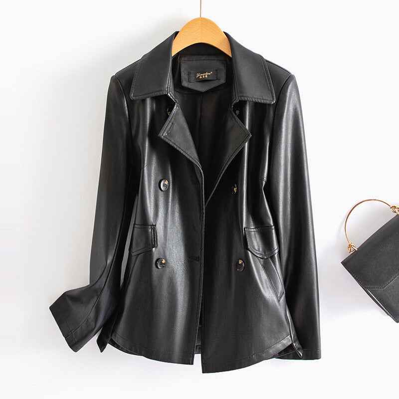 Women's Sheepskin Leather Jacket Black