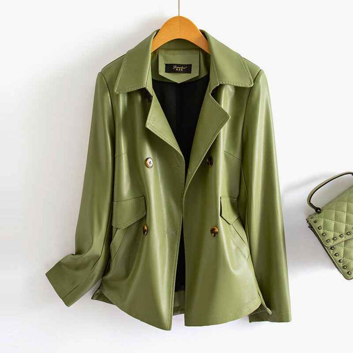 Women's Sheepskin Leather Jacket Green