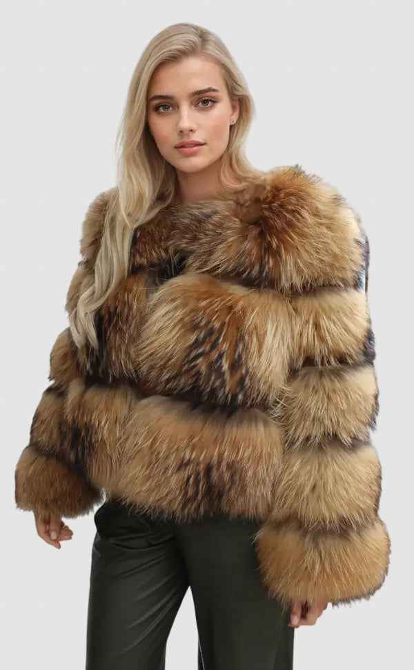 Women's Short Faux Fur Winter Coat - Stylish & Warm Outerwear Brown
