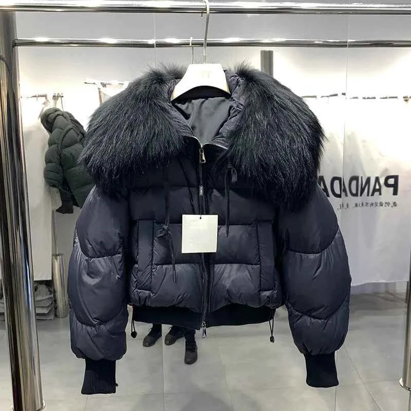 Women's Short White Duck Down Parka - Lightweight & Warm Black 1