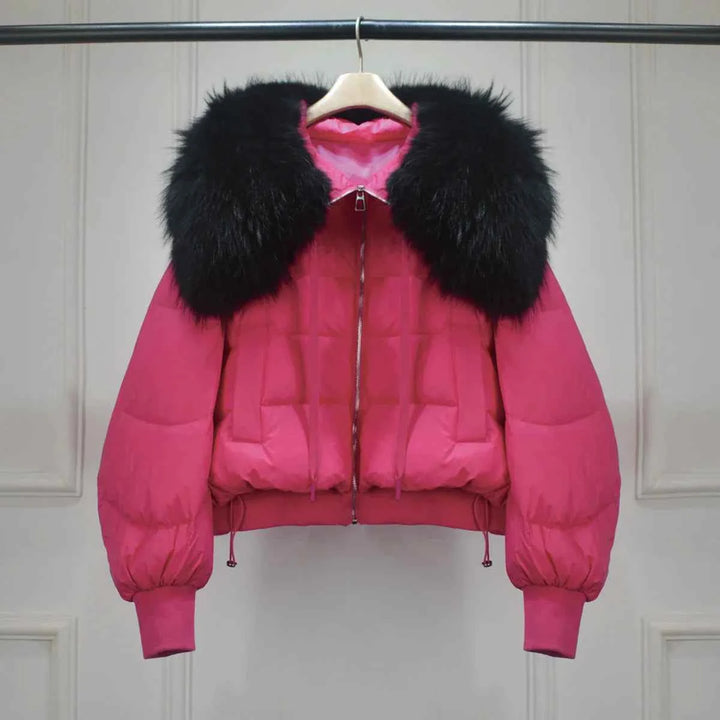 Women's Short White Duck Down Parka - Lightweight & Warm Rose 4