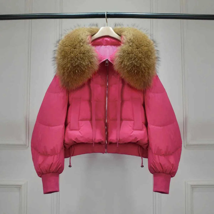 Women's Short White Duck Down Parka - Lightweight & Warm Rose 3