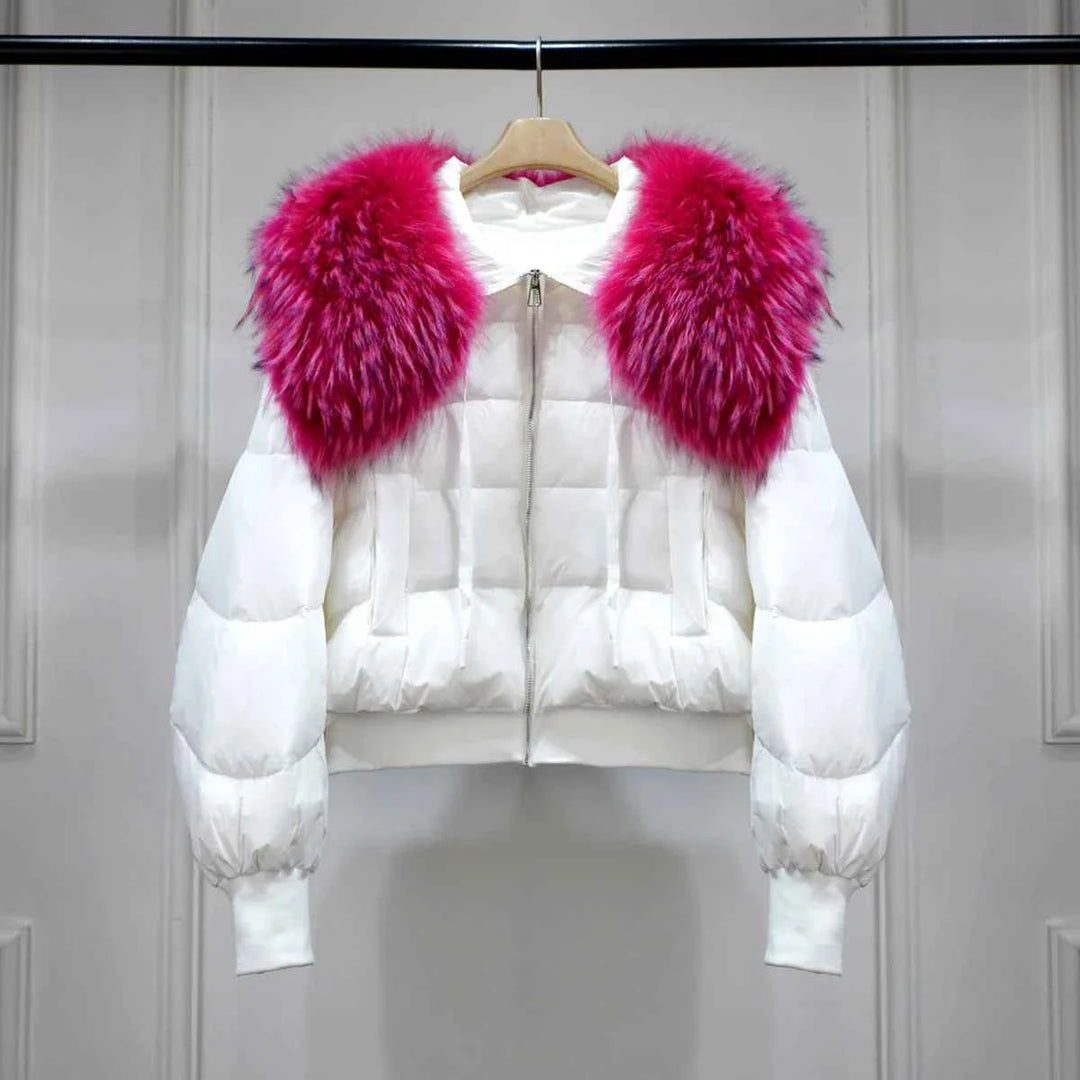 Women's Short White Duck Down Parka - Lightweight & Warm White 3