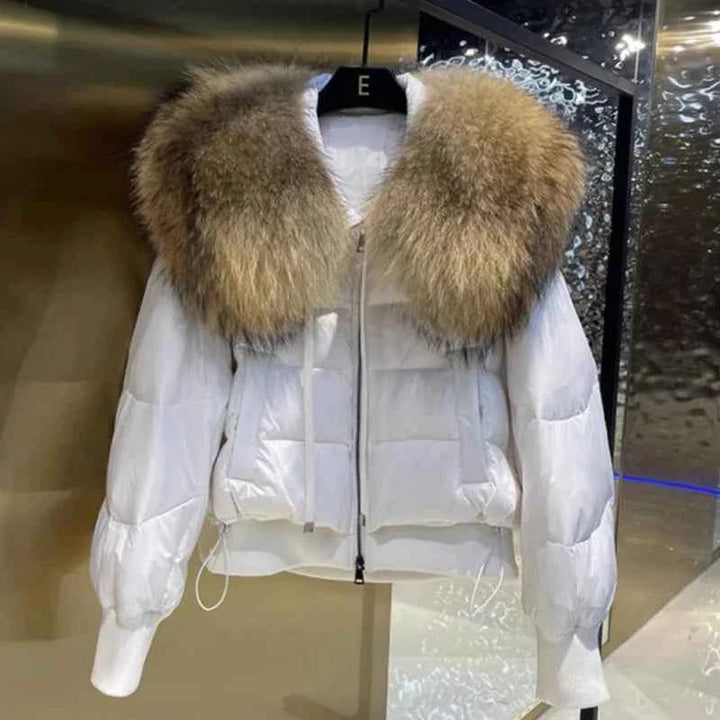Women's Short White Duck Down Parka - Lightweight & Warm White 2