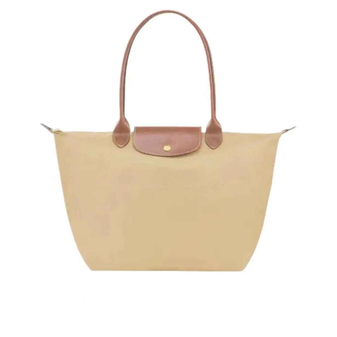 Women's Zip Top Shoulder Tote Bag Khaki