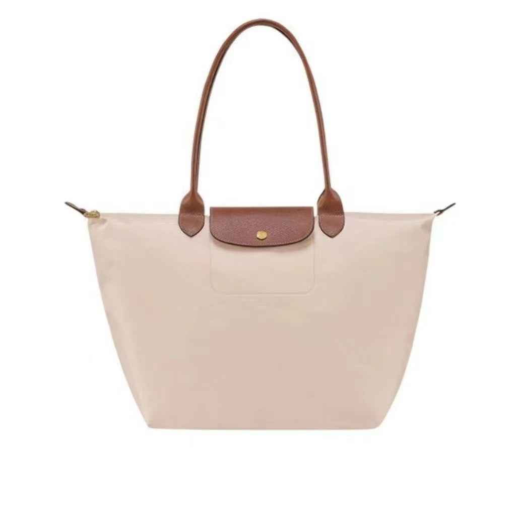 Women's Zip Top Shoulder Tote Bag Beige
