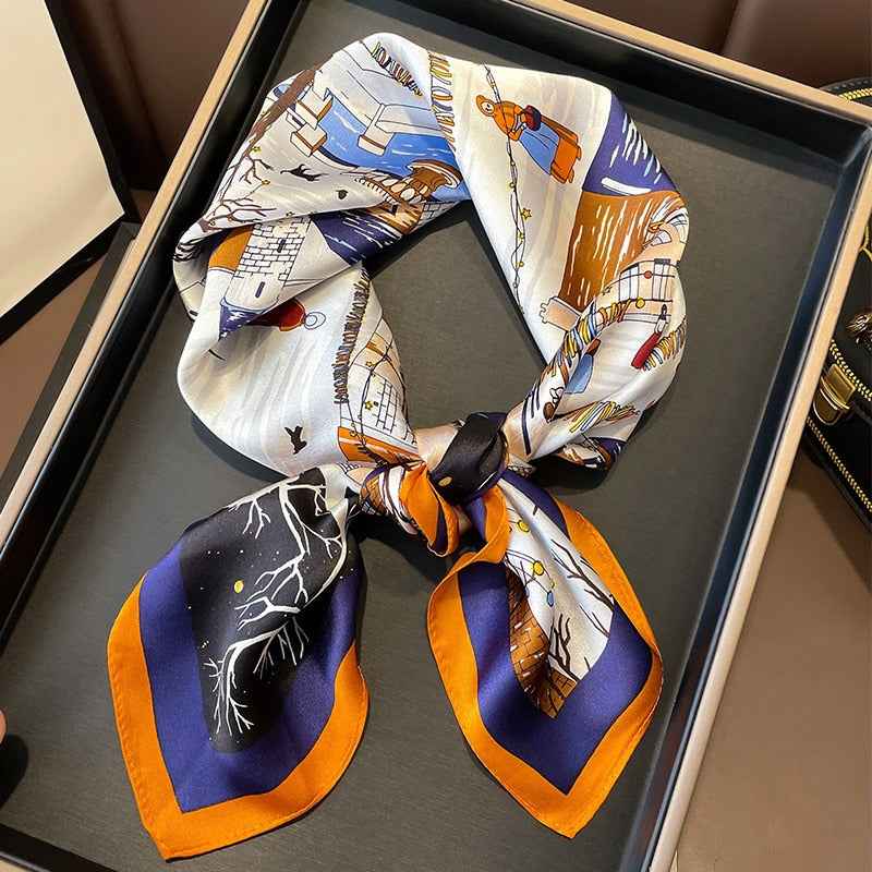 Women's Silk Square Scarf in Avignon Design Default Title