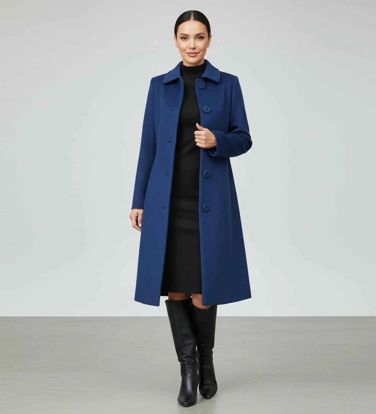Women's Single Breasted Winter Trench Coat Dark Red Black Dark Blue