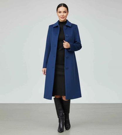 Women's Single Breasted Winter Trench Coat Dark Red Black Dark Blue