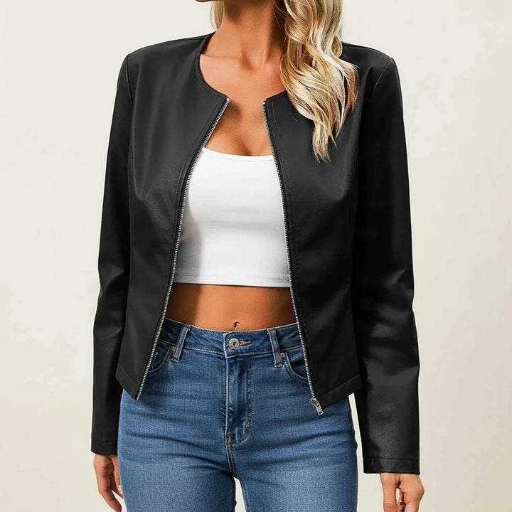 Women's Slim Fit Leather Jacket Black