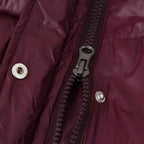 Women's Burgundy Down Lined Zip Stand Collar Slim Waistcoat
