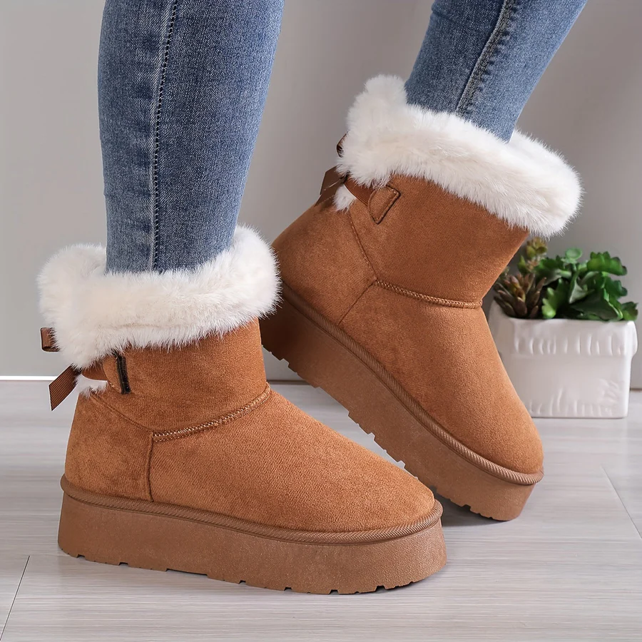Women's Slip-On Winter Boots – Cozy Style for Cold Weather Brown
