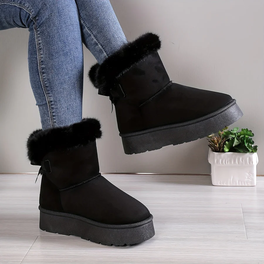 Women's Slip-On Winter Boots – Cozy Style for Cold Weather Black