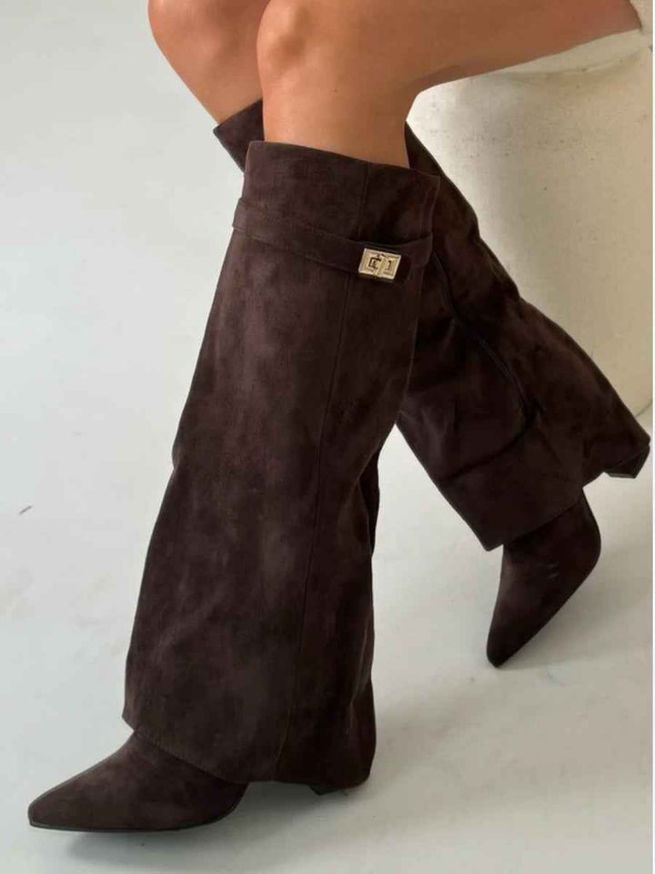 Women's Slouchy Pointed Toe Thigh-High Boots – Chic & Comfortable