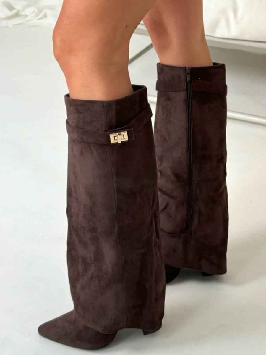 Women's Slouchy Pointed Toe Thigh-High Boots – Chic & Comfortable