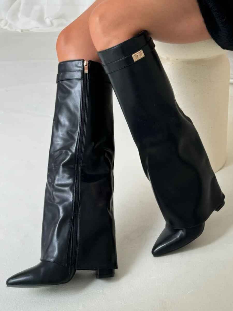 Women's Slouchy Pointed Toe Thigh-High Boots – Chic & Comfortable