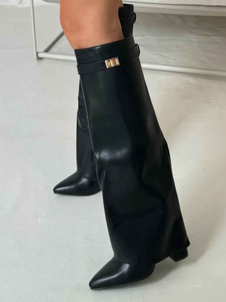 Women's Slouchy Pointed Toe Thigh-High Boots – Chic & Comfortable