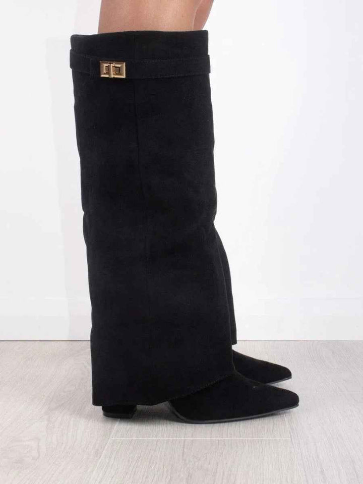 Women's Slouchy Pointed Toe Thigh-High Boots – Chic & Comfortable