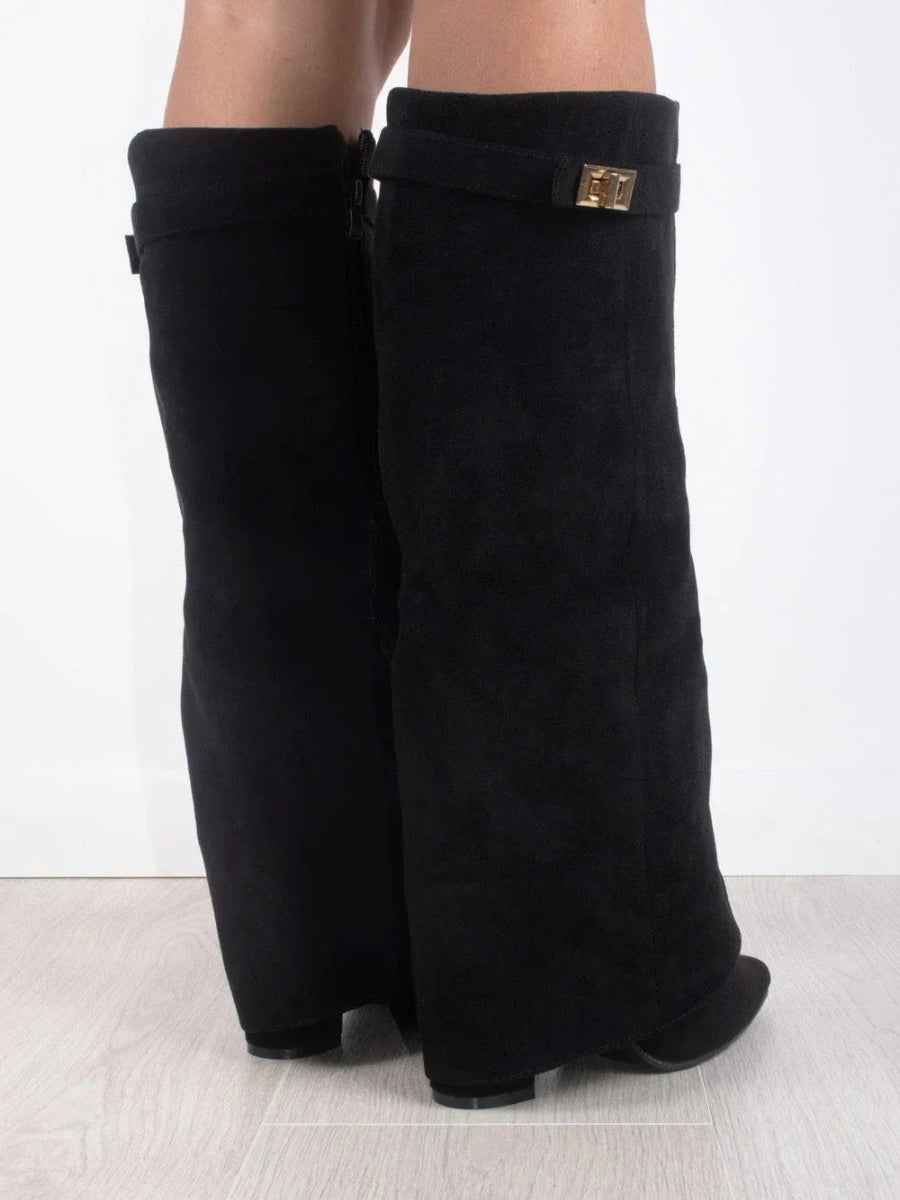 Women's Slouchy Pointed Toe Thigh-High Boots – Chic & Comfortable