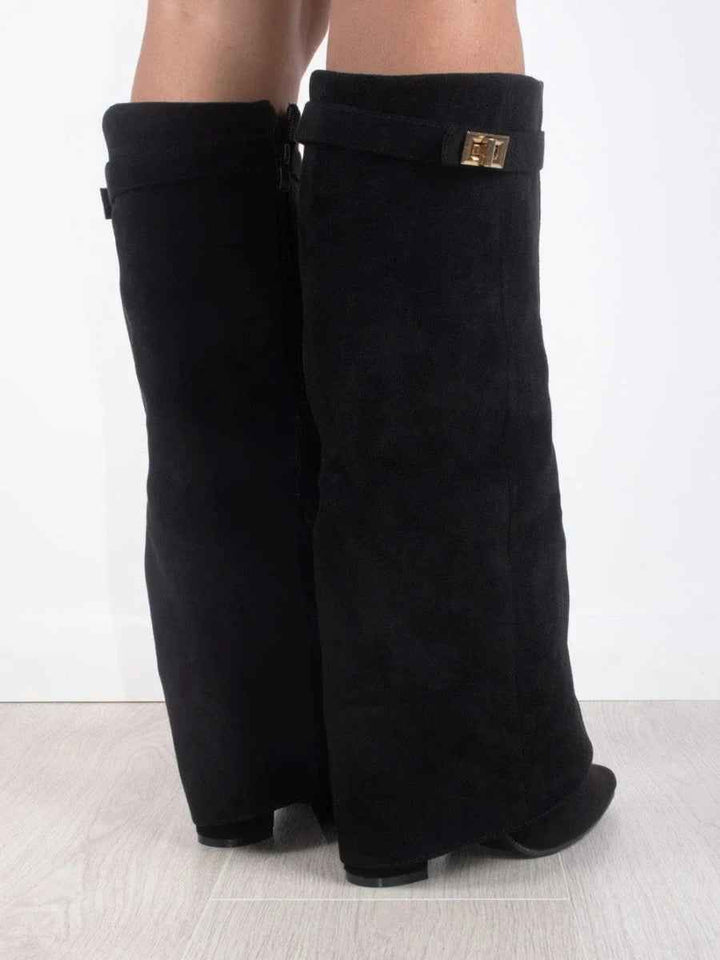 Women's Slouchy Pointed Toe Thigh-High Boots – Chic & Comfortable