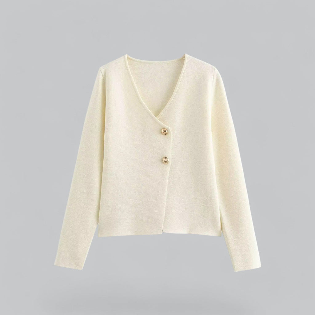 Women's Spring Minimal Button Cardigan White