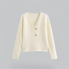 Women's Spring Minimal Button Cardigan White