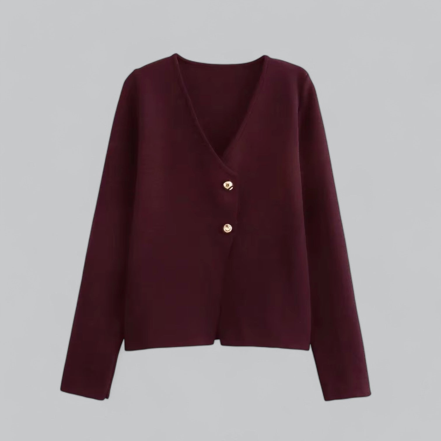 Women's Spring Minimal Button Cardigan Burgundy
