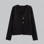 Women's Spring Minimal Button Cardigan Black