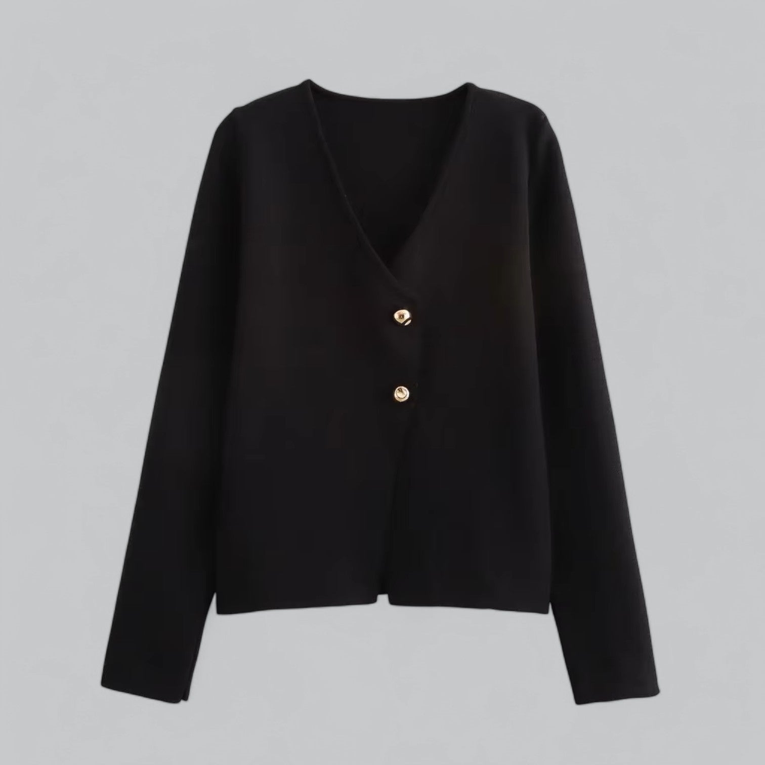 Women's Spring Minimal Button Cardigan Black